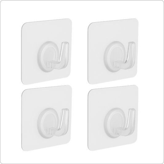 4-Pack Transparent Adhesive Wall Hooks